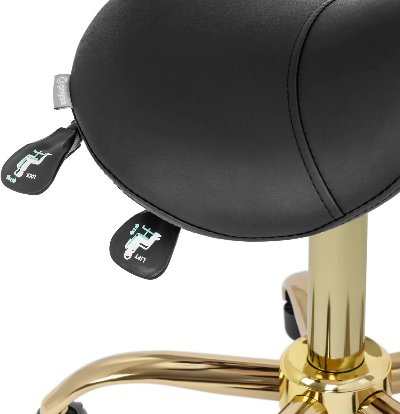physa Sattelstuhl - 51 - 65 cm - 150 kg - Schwarz/Golden PHYSA MANNHEIM BLACK_GOLD