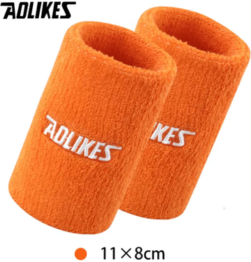 Inspire Picks AOLIKES Sports Wrist Sweatband Absorbent Terry Cloth Wristband For Tennis, Volleyball, Gym & Fitness (8cm 11cm) 11cm orange