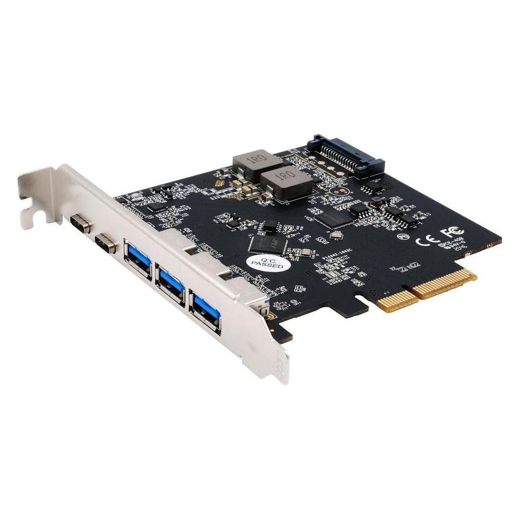 Exsys GmbH USB 3.2 Gen2 PCIe (x2) Karte mit 5 Ports ( 3A+2C Anschlüsse) (EX-12006)
