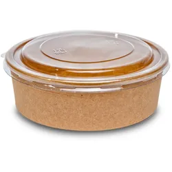 Inoverse 50 Stück Kraft Salatschalen mit Deckel 750 ml, Salat-Bowl, Einwegschalen Salatbecher, KartonschaleSalatbox to go