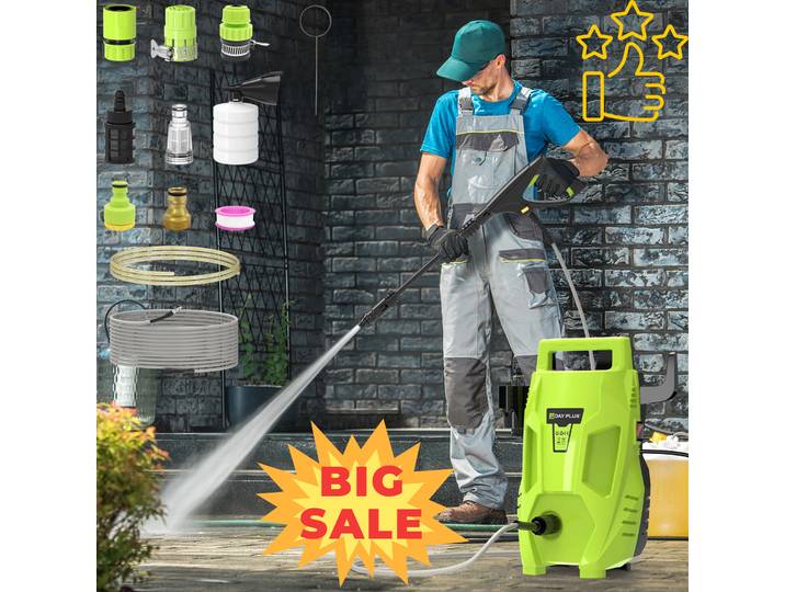 Nettoyeur haute pression électrique 2300W, 2050PSI 1.6GPM, avec 1-180 ° Buse réglable et réservoir de détergent – Pour voiture, terrasse, jardin