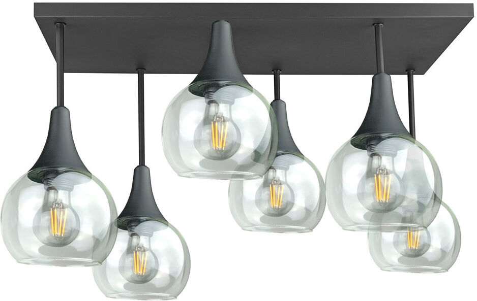 Ivy Bronx Asa Glass Semi Flush Mount Black/Clear 40cm H X 68cm W X 38cm D