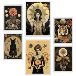 POSTER Set Mit 6 Femininen Mystischen & Esoterischen A3 & A4 Weißer Rahmen