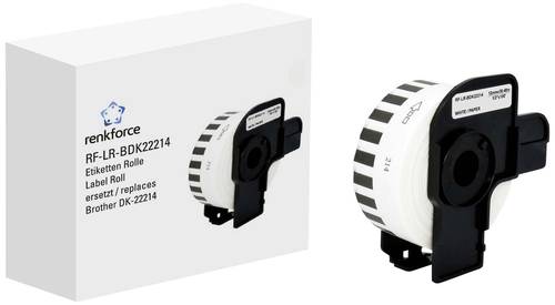 Renkforce Etiketten-Band Kompatibel ersetzt Brother DK-22214 12mm x 30.48m Papier Weiß 30.48m Standard Universal-Etiketten