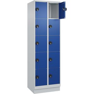 CP-Möbel Schließfachschrank Classic Plus, blau, 10 Fächer, Stahl, 60 x 195cm, mit Zahlenschloss