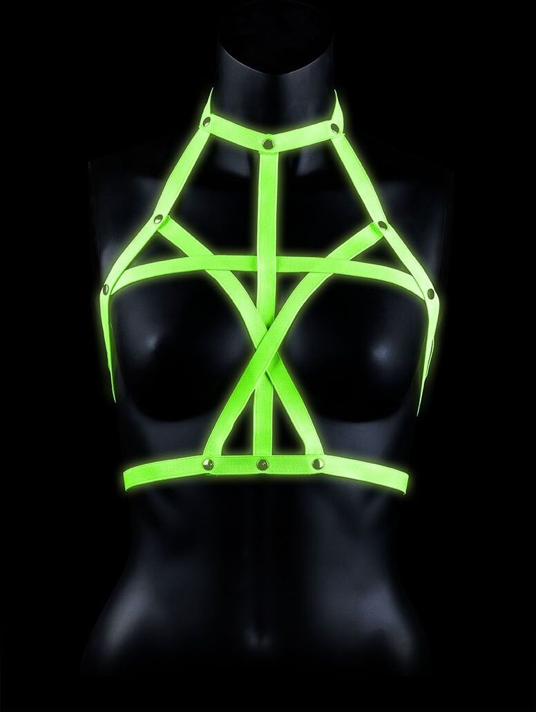 Ouch Fluo Top Harnais - Glow in the Dark - Neon Green/Black