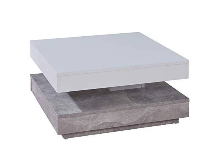 Couchtisch Universal-CT-119 Beton/Weiß · B 70 x H 35 cm Couchtisch · Holzwerkstoff-Tischplatte · abriebfeste Oberfläche