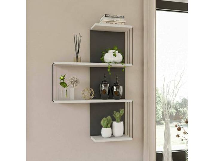 Dmora Regal Hadar 64x19x96h cm Weiß 3 Böden