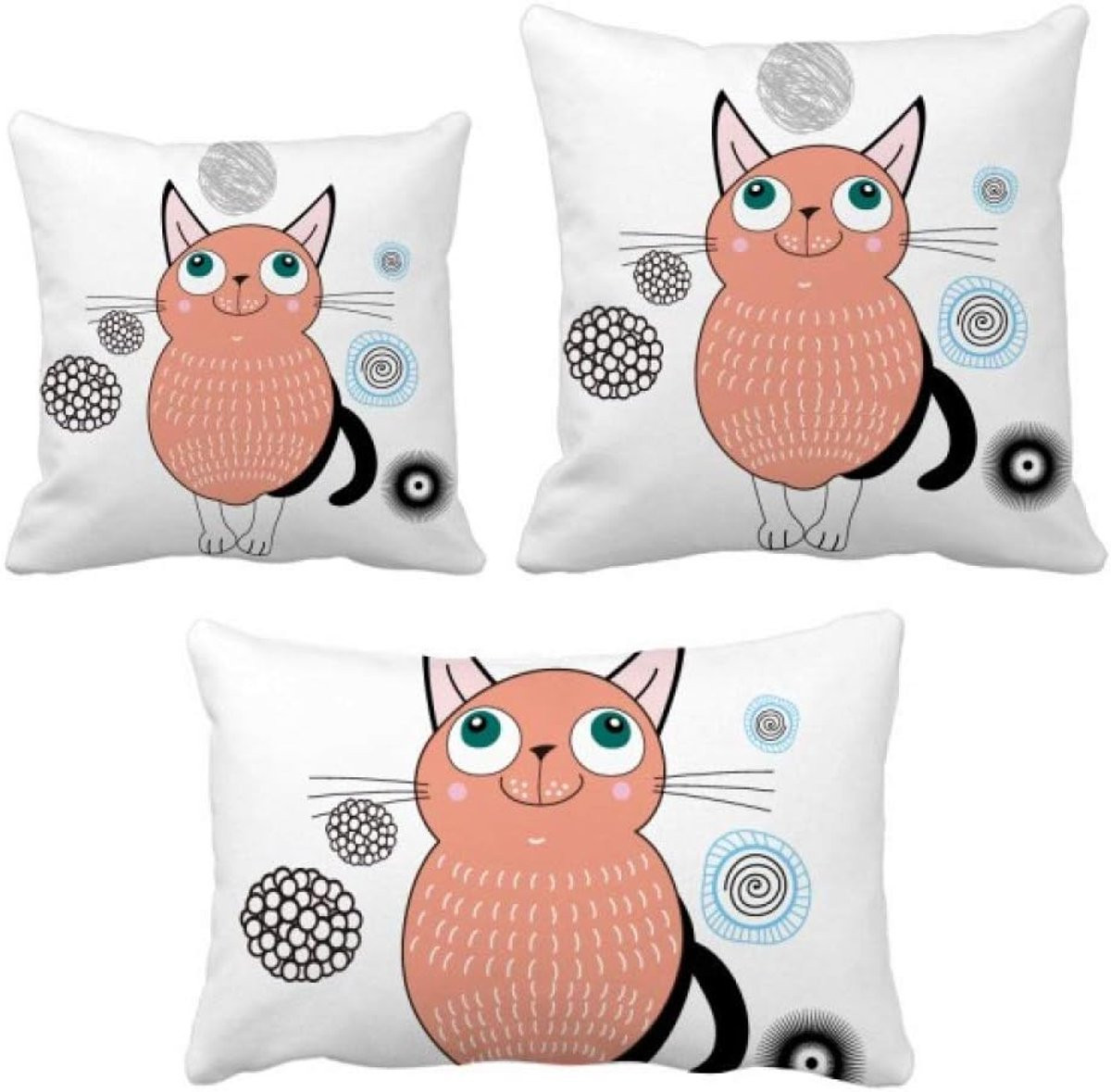 Set van 3 multicolor decoratie kussens met dubbelzijdige bedrukking van polyester