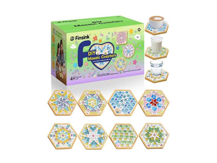 LuxusKollektion Kreativset Mosaik Bastelset Kinder Untersetzer 8tlg Holz Glas