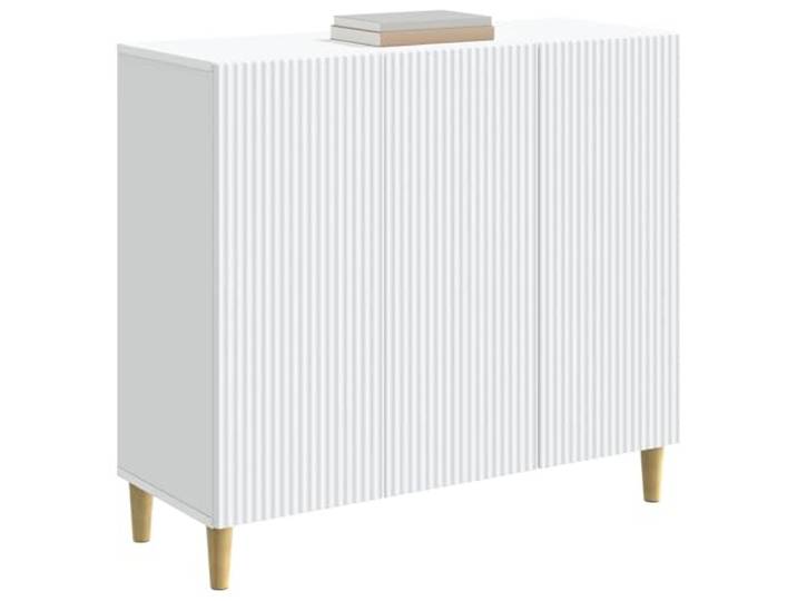 KTHLBRH Sideboard weiß 89 x 34,5 x 80 cm Ingenieurholz 2 verstellbare Einlegeböden, 3 Türen, 60 kg Kapazität, Vintage-Stil, einfache Reinigung
