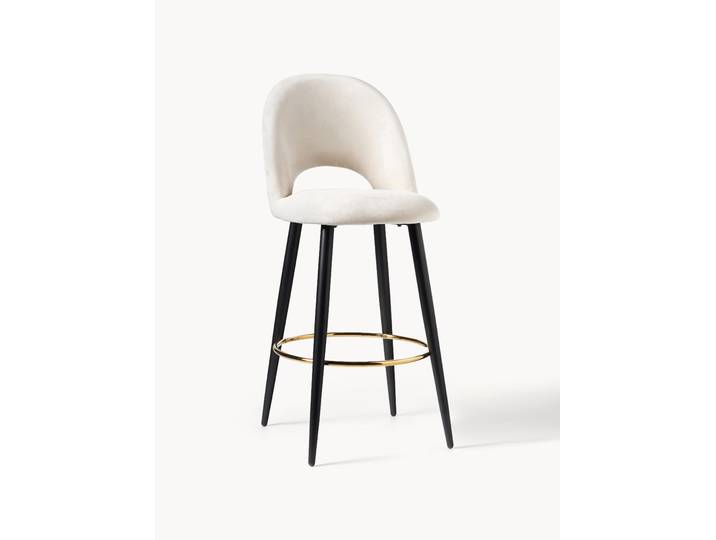Chaise de bar en velours Rachel