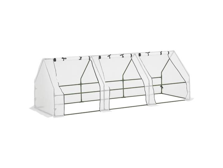 ComfortXL Gewächshaus De-11910 mit Spitzdach & 3 Fenstern Weiß, Kunststoff, 90x90x270 cm, Gartenzubehör, Gartenhäuser & Gewächshäuser