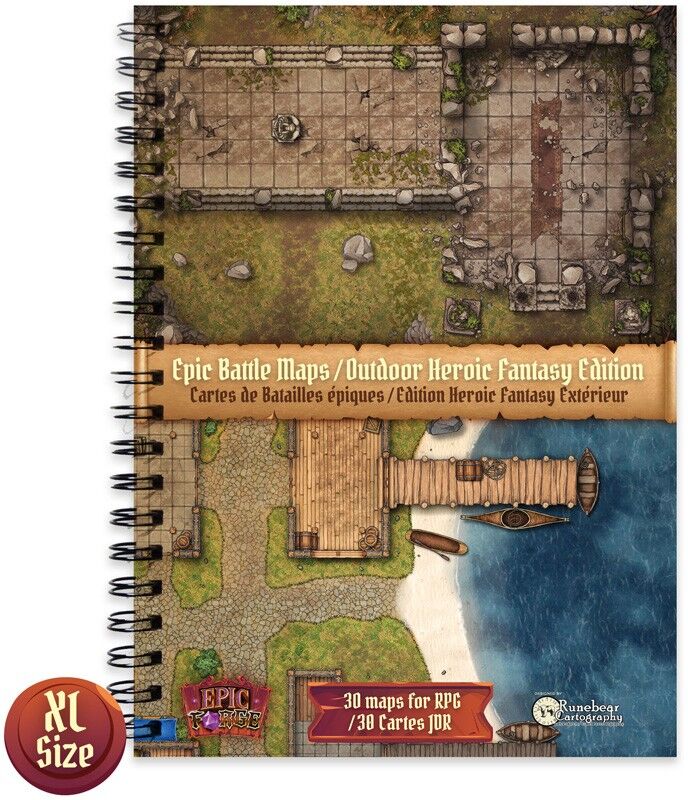 Rio Livre Plateau de Jeu : Edition Heroic Fantasy extérieur (305x420 mm) Taille XL Couverture Rigide - Epic Forge