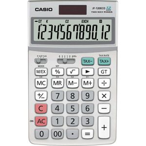 Casio Taschenrechner JF-120 ECO,Währungsumrechnung, 12-stelliges LC-Display, Solar- & Batteriebetrieb