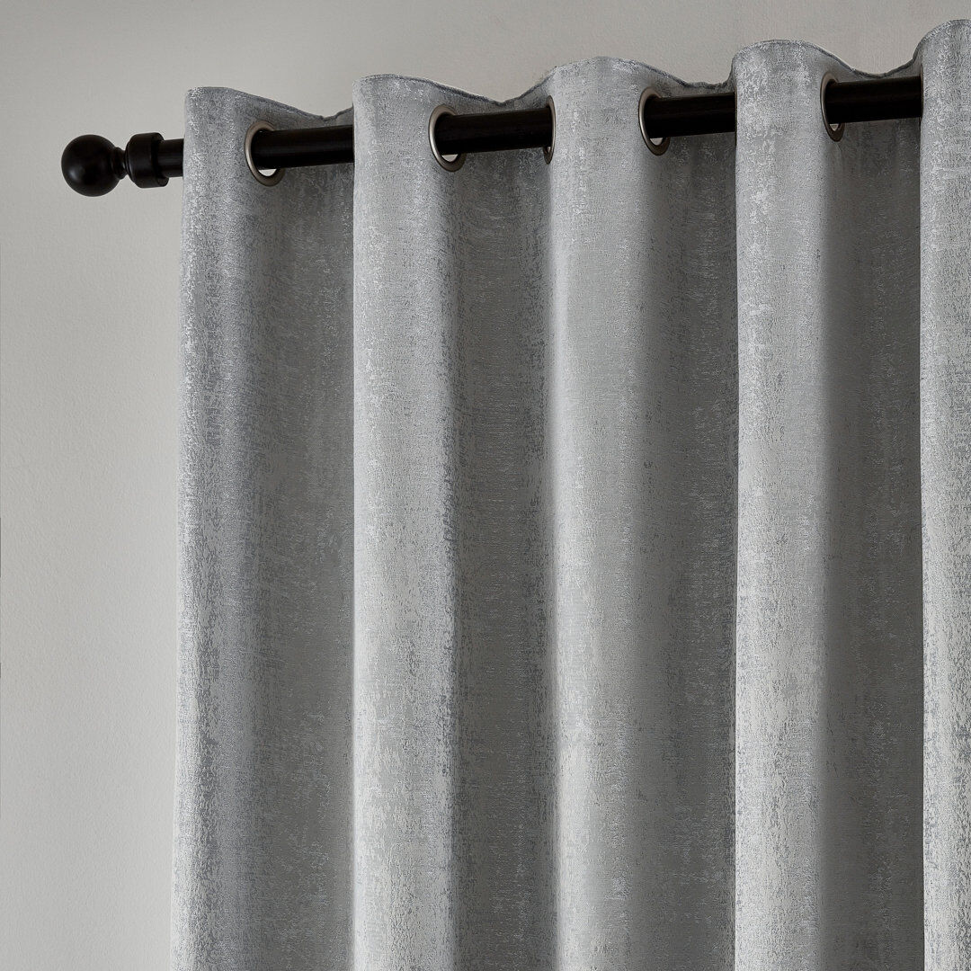 Helena Springfield Roma Eyelet Room Darkening Curtains Silver 228cm Width x 183cm Drop