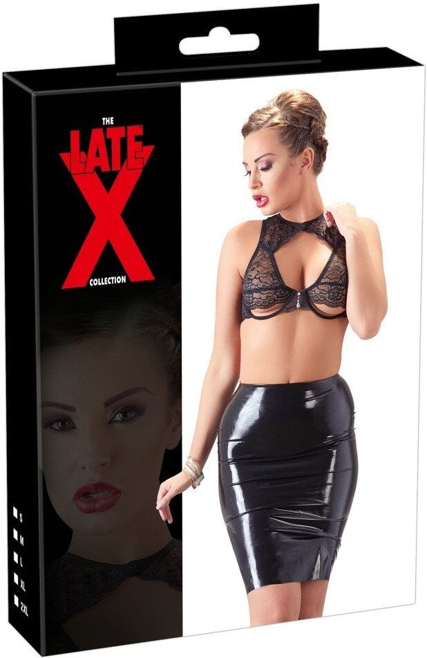 Late X Jupe en latex mi-longue