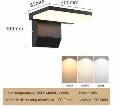Inspire Curations IP65 Motion Sensor Outdoor Wall Light Adjustable Aluminum Auto On Off Security Lamp black No Sensor Warm White
