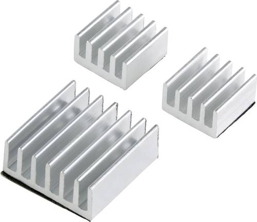 TRU COMPONENTS PCooler Kühlkörper-Set Passend für (Entwicklungskits): Raspberry Pi, Banana Pi Silber