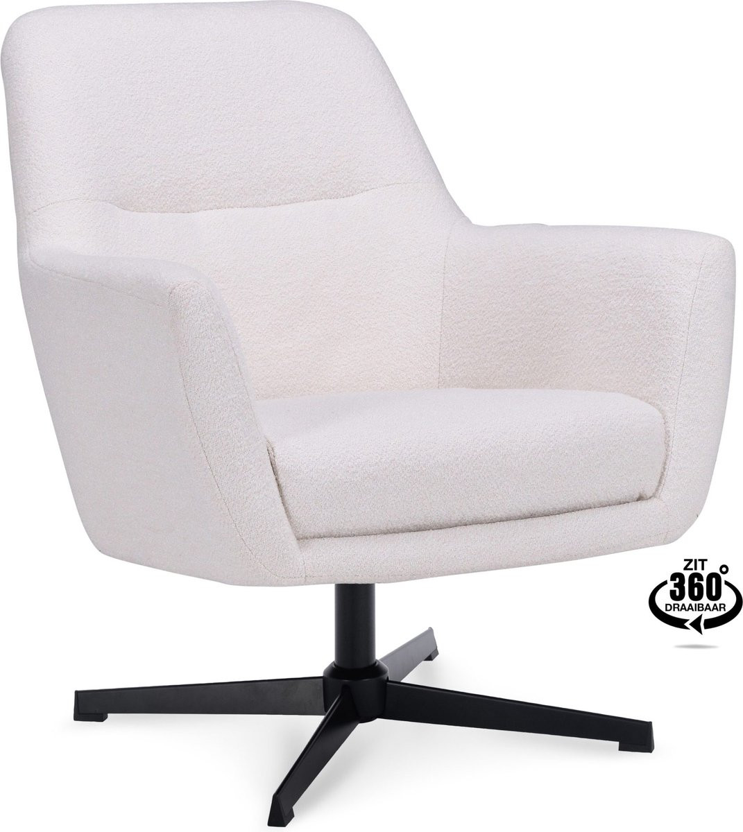 Icon Living Fauteuil Espen - Stof Alpine Ivory - Draaivoet Zwart