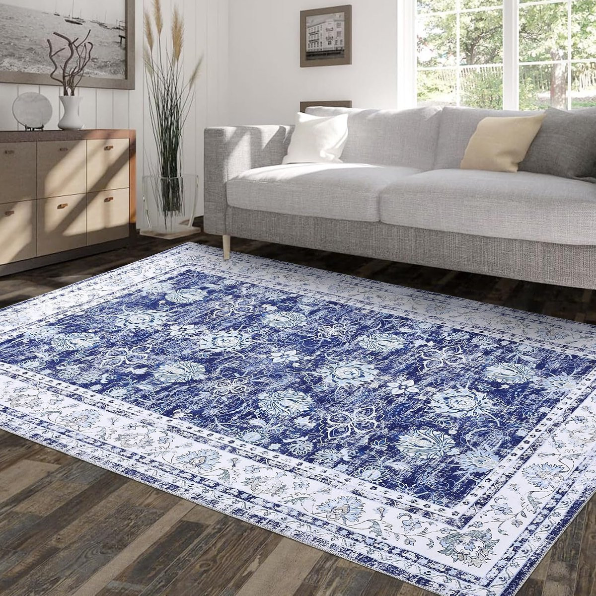 Triumpunpre Vintage Vloerkleed met Ornament Motief - Polyester en Chenille - Rechthoekig