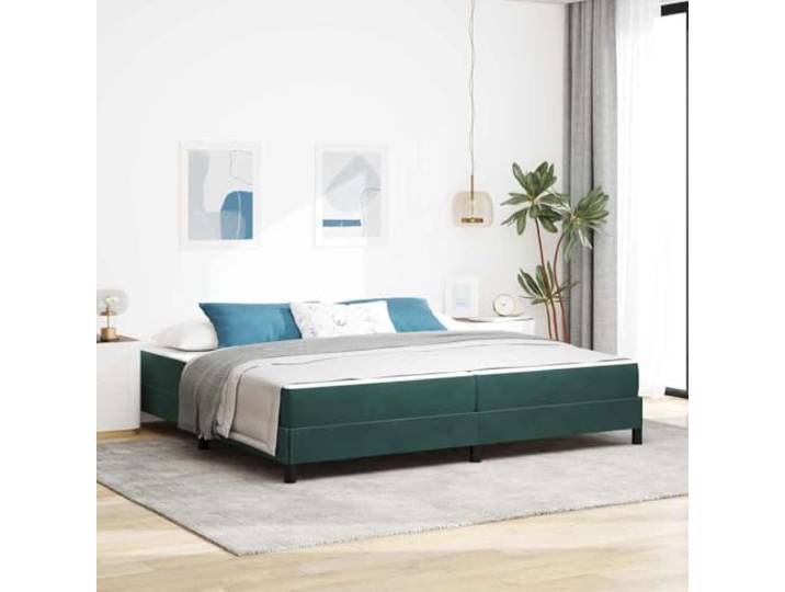 Stoffbezug Elegantes Design Boxspringbett Dunkelgrün 200 x 210 cm Boxspringbett mit Matratze Dunkelgrün 200x210 cm Stoff Kaiserbett XL Doppelbett mit Bettkasten