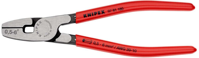 Pince à sertir pour embouts de câble, introduction frontale Knipex (97 81 180)