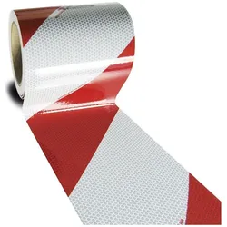 Moravia, Klebeband, Warnmarkierung FLEX Folie DIN 30710 Rot-weiss reflektierend R2 (141 mm)