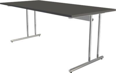 Schreibtisch Toledo, höhenverstellbar, Rechteck, C-Fuß-Gestell, Breite 1800 mm, anthrazot