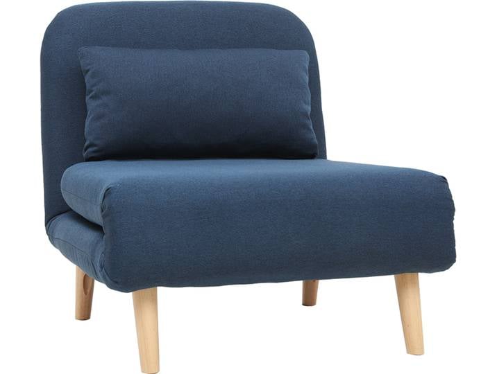 Skandinavischer Schlafsessel aus dunkelblauem Stoff AMIKO