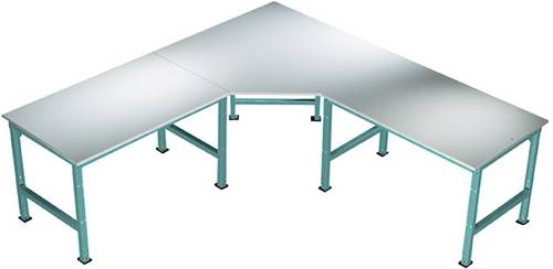 Manuflex AU0049.5021 Fünfeck-Verkettungselement UNIVERSAL mit PVC Dekor-Platte, für Tischtiefe = 800mm Wasserblau