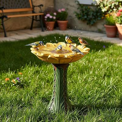 Meedzom "21.8"" Tall Outdoor Bird Bath for Garden -Concrete Modern Freestanding Patio Birdbath, Decoration Yard Statue for Garden"