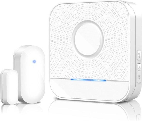 Bitiwend Deuralarm en Raamsensor Set met 1 Ontvanger en 1 Zender, Wit, 182m Bereik
