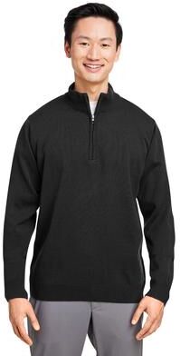 Harriton M421 Pilbloc Quarter-Zip Pullover Sweater in Black size Small   acrylic