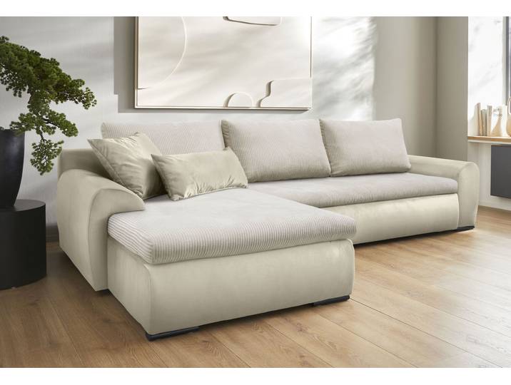 Ecksofa HOME AFFAIRE Win L-Form, B: 285 cm - OTTO. Verlässliche Qualität. , beige, B:285cm H:85cm T:176cm, 100% Polyester, Sofas, Ecksofa, 2 Zierkissen, optional Schlaffunktion & Bettkasten