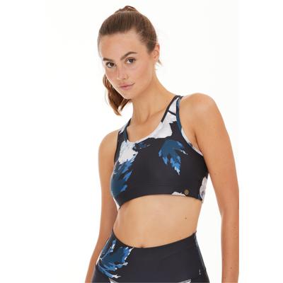 Sport-BH ATHLECIA "FRANCE W", Damen, Gr. XS, schwarz (schwarz, blau), 81% Polyester, 19% Elasthan, geblümt, mehrfarbig, BHs Sport-BH, mit atmungsaktivem Funktionsmaterial