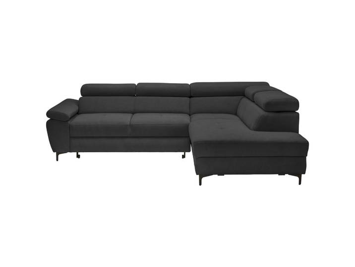 Stylife Ecksofa, Graphitfarben, Metall, Ottomane rechts, L-Form, 266x206 cm, Made in EU, Liegefunktion, Rücken echt, Wohnzimmer, Sofas & Couches, Wohnlandschaften, Ecksofas