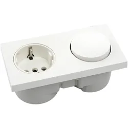 Berker, Steckdose, Integro Pure Schalter polarweiss glänzend + Steckdose polarweiss