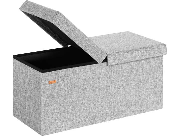 Casaria Opbergbank – Opvouwbaar 80x40x40cm 100L – Linnen Lichtgrijs