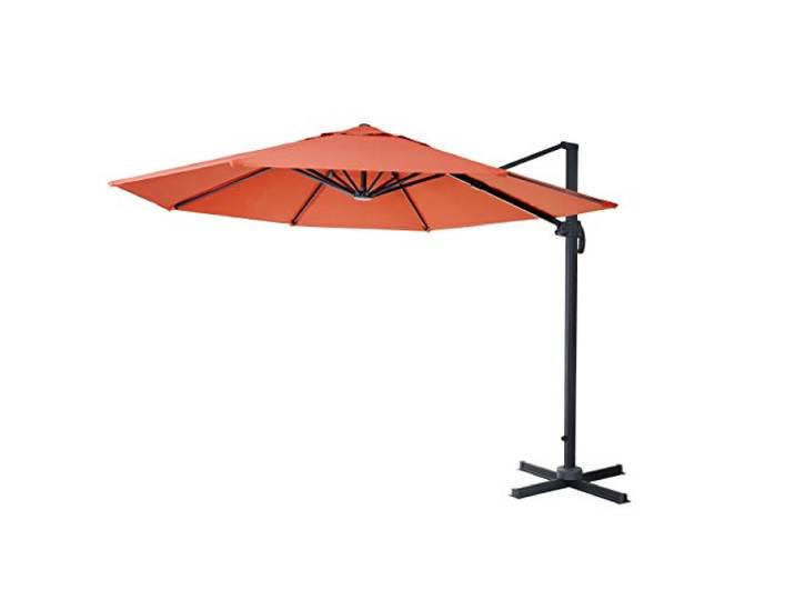 Mendler Gastronomie-Ampelschirm HWC-A96 3m Polyester - terracotta
