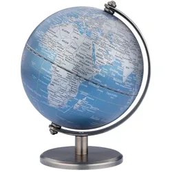 Mini-Globus „Gagarin“ – Design-Tischglobus 13 cm mit Metallfuß metallicblau/silb...