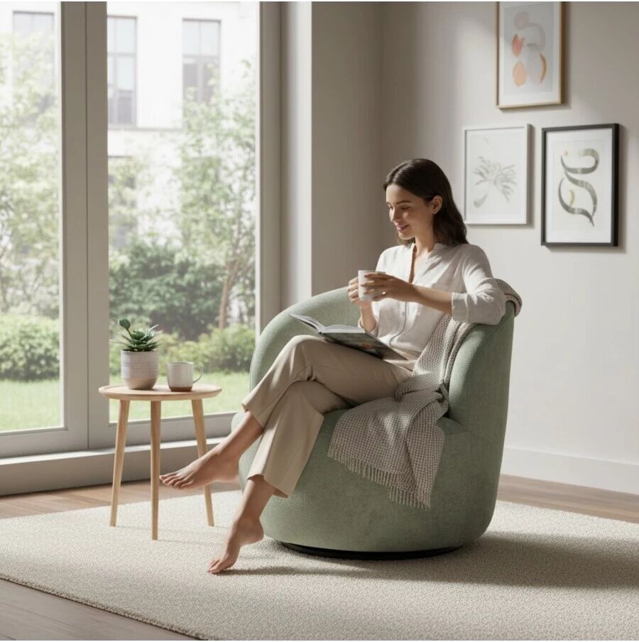 BellaHome POLTRONA GIREVOLE AURA VERDE