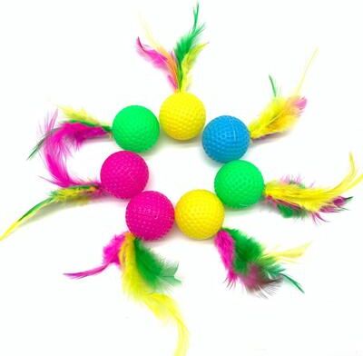 Fusion Finds Interactive Cat Toys Feather Golf Balls For Indoor Cats & Kittens Interactive Cat Toys Feather Golf Balls For Indoor Cats & Kittens