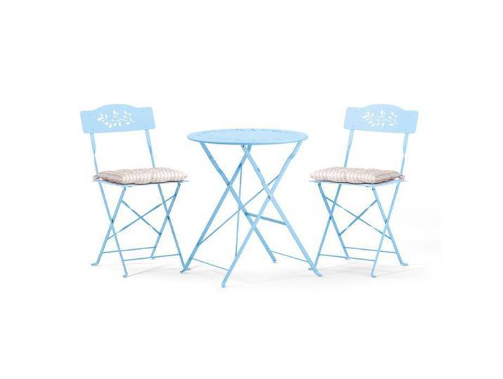 Salon de jardin - ALIGHTUP - Ensemble table chaise de jardin Pliable Confortable avec Coussin - Bleu clair