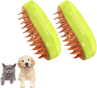 Inspire Picks SteamMist 3 in 1 Pet Grooming Brush For Cats & Dogs 2pcs Green