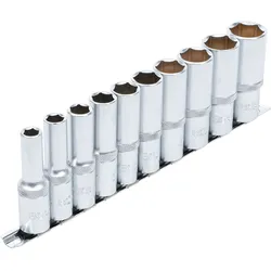 BGS Steckschlüssel-Einsatz-Satz Sechskant tief Antrieb Innenvierkant 12,5 mm (1/2") Zollgrößen 10tlg. - 2435