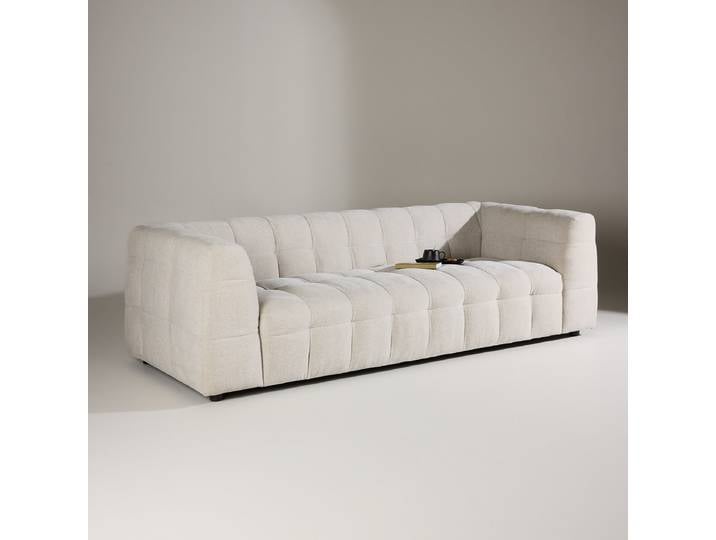 3-Sitzer Sofa Malou Beige Webstoff 238 x 70 x 98cm Modern