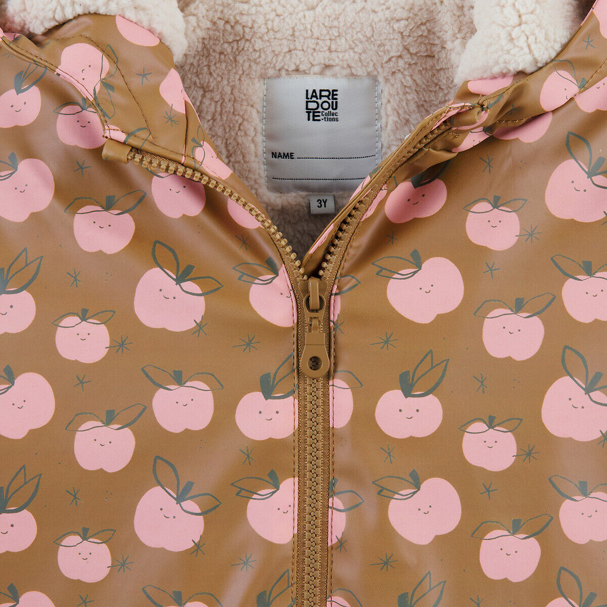 LA REDOUTE COLLECTIONS Manteau à capuche imprimé pommes, doublé sherpa