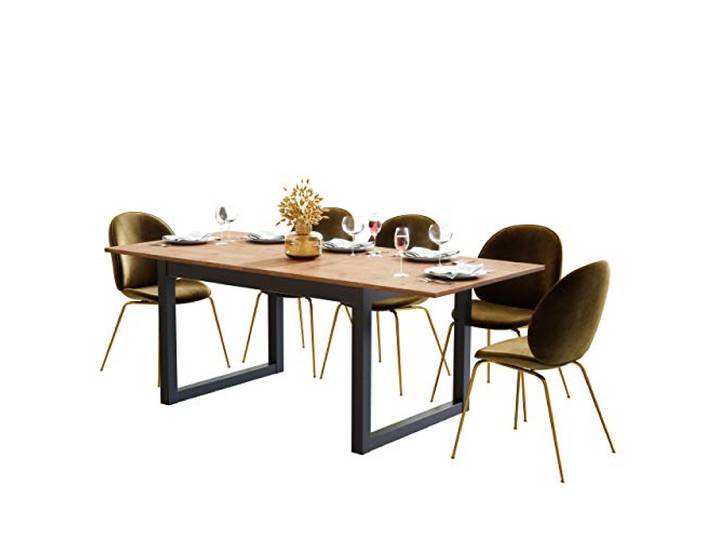 Newfurn Esstisch ausziehbar 160-200 cm Wildeiche Anthrazit Esszimmer Kufengestell in Anthrazit, Industrial Design, Küchentisch, Esszimmertisch, für bis zu 8 Personen, für Familien