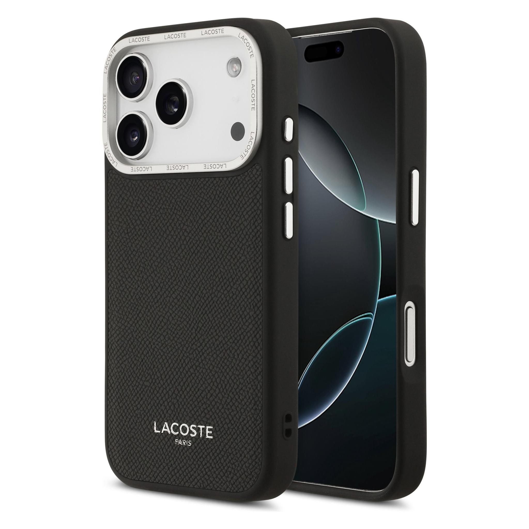 Lacoste Hülle PU Leder Champs Elysees MagSafe elegante und langlebige Schutzhülle (Apple iPhone 17 Pro) (LCHMP17LPCESK)